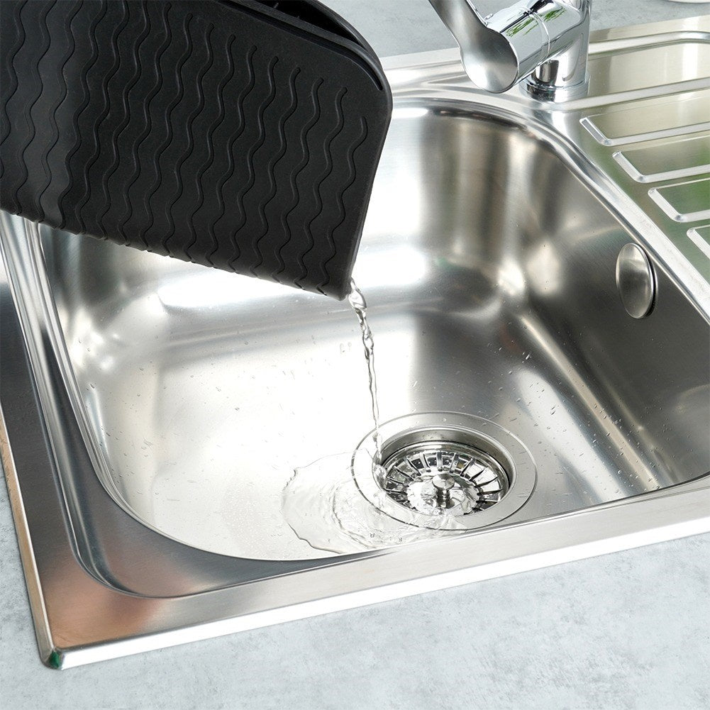 Black Silicone Dish Mat with Effective Drainage