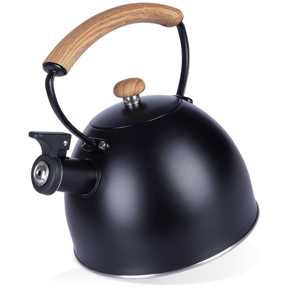 Black Stainless Kettle with Wooden Handle