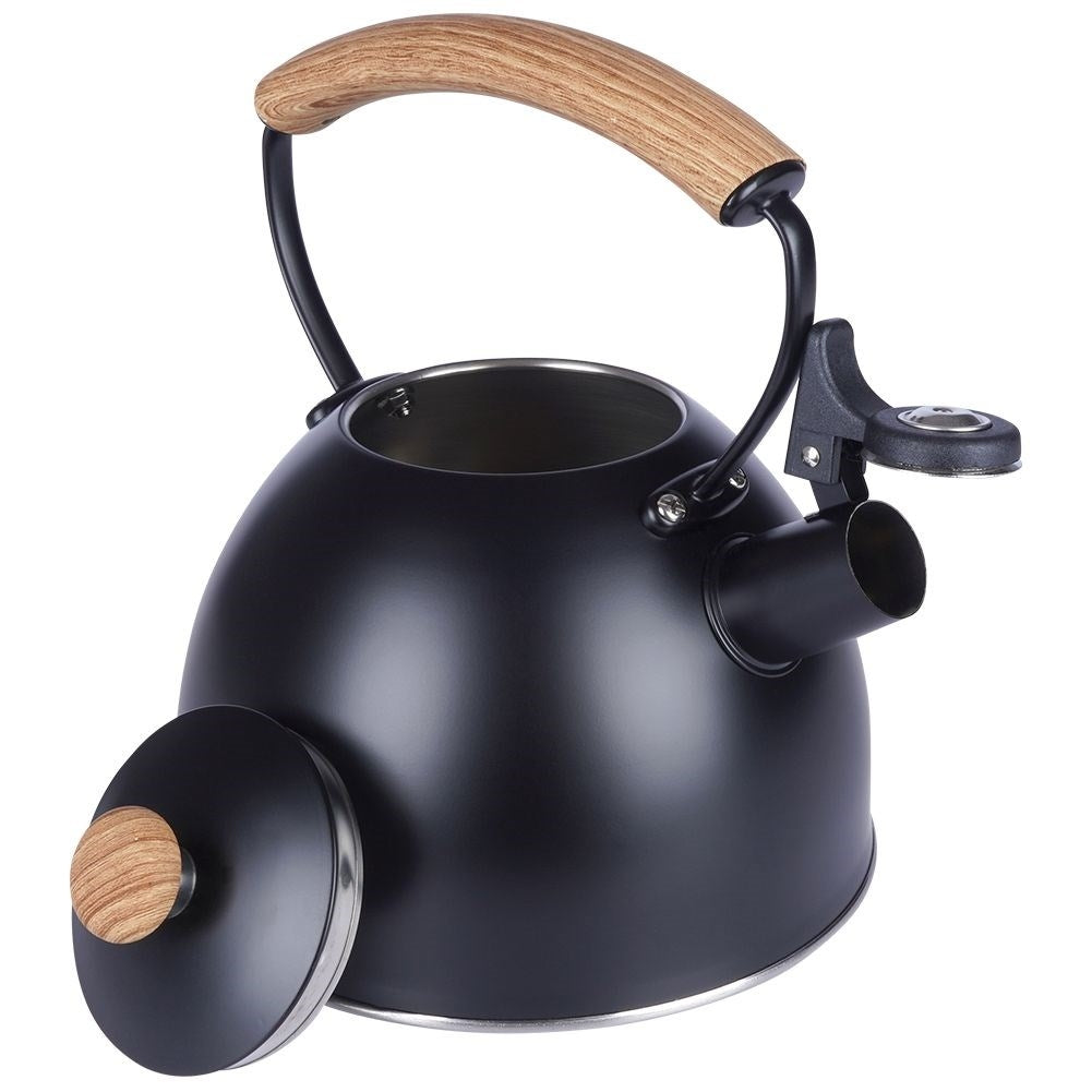 Black Stainless Kettle with Wooden Handle