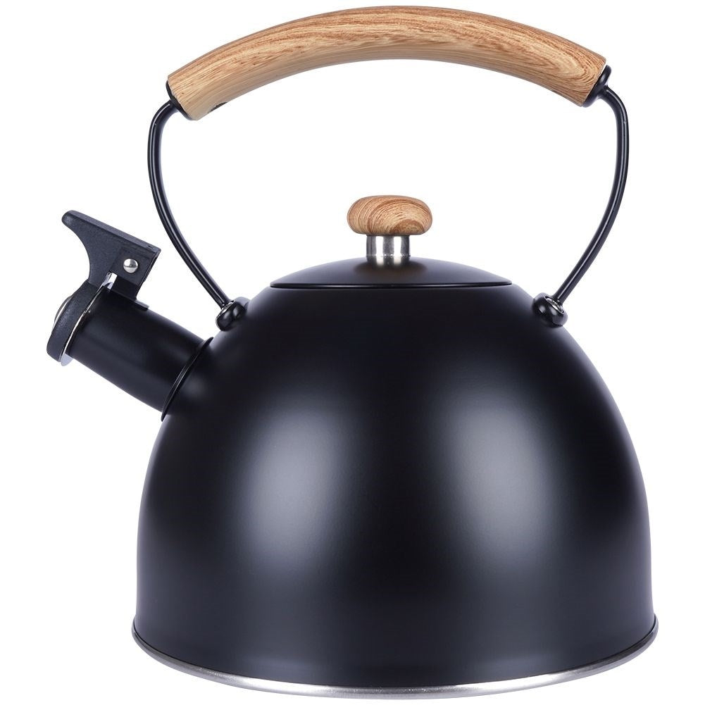 Black Stainless Kettle with Wooden Handle