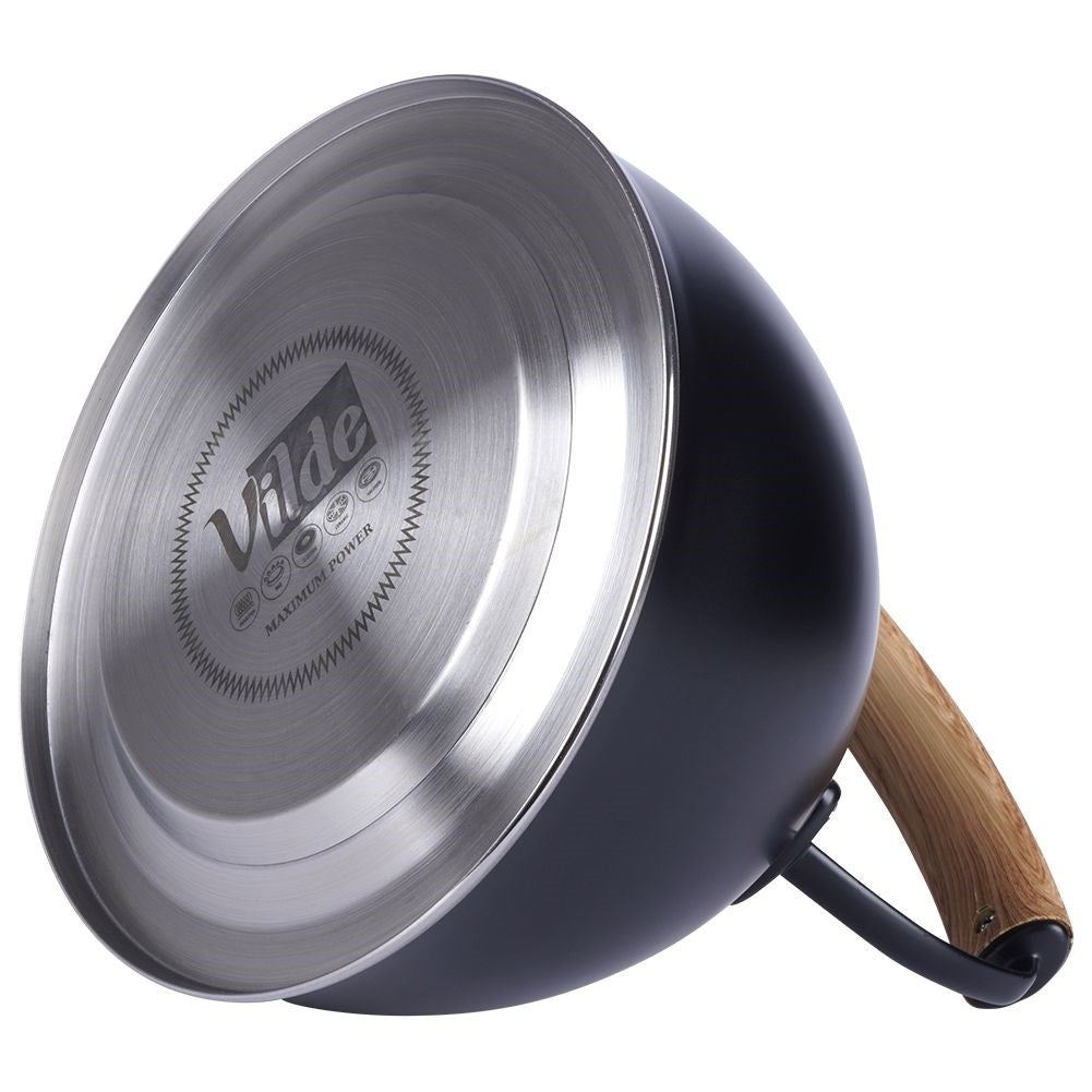 Black Stainless Kettle with Wooden Handle