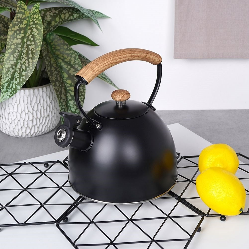 Black Stainless Kettle with Wooden Handle