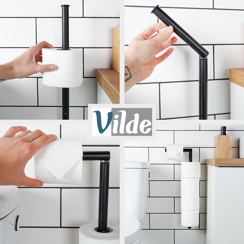 Black Steel Toilet Paper Holder, 46.5 cm