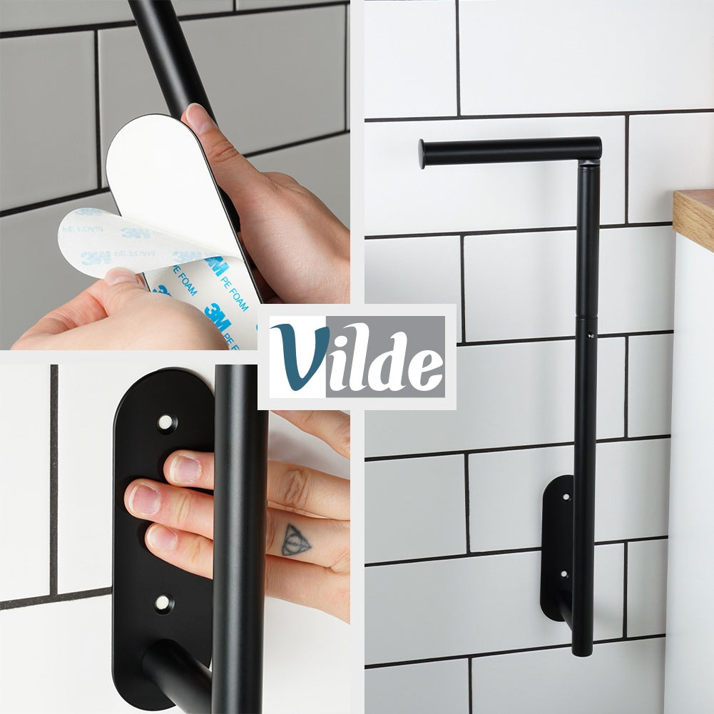 Black Steel Toilet Paper Holder, 46.5 cm