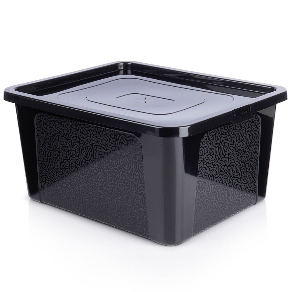 Black Storage Box with Lid - Durable Plastic, Organize Everything