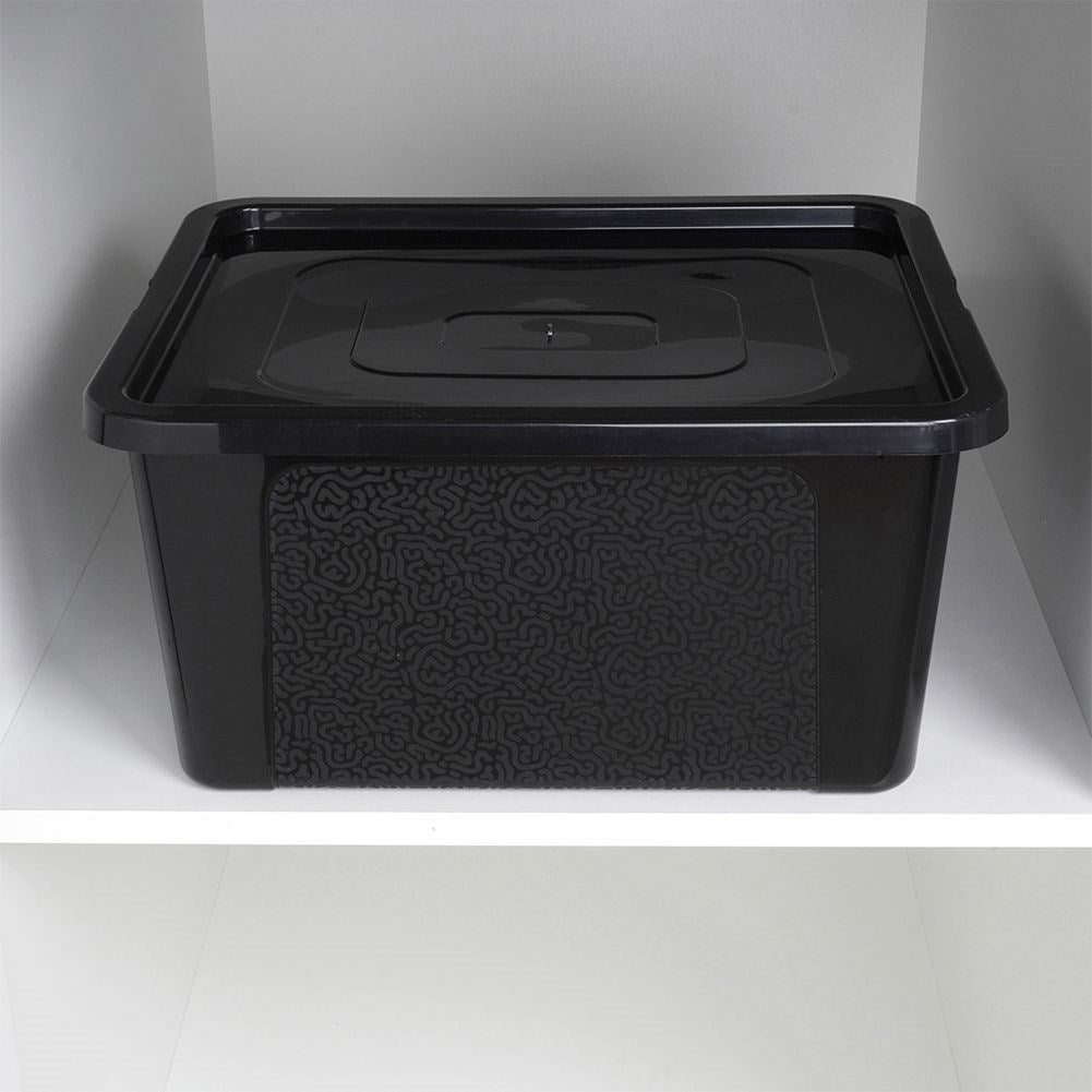 Black Storage Box with Lid - Durable Plastic, Organize Everything
