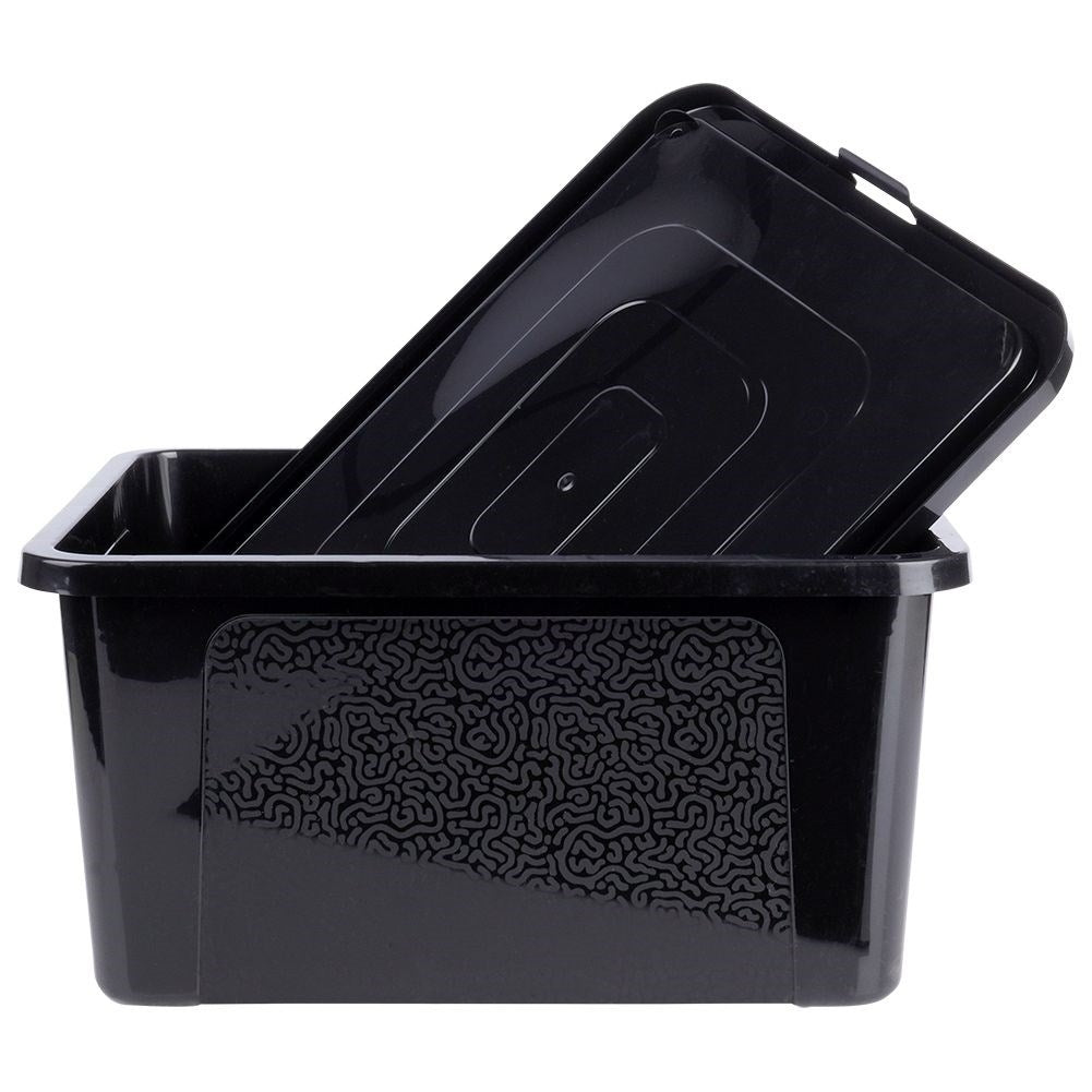 Black Storage Box with Lid - Durable Plastic, Organize Everything