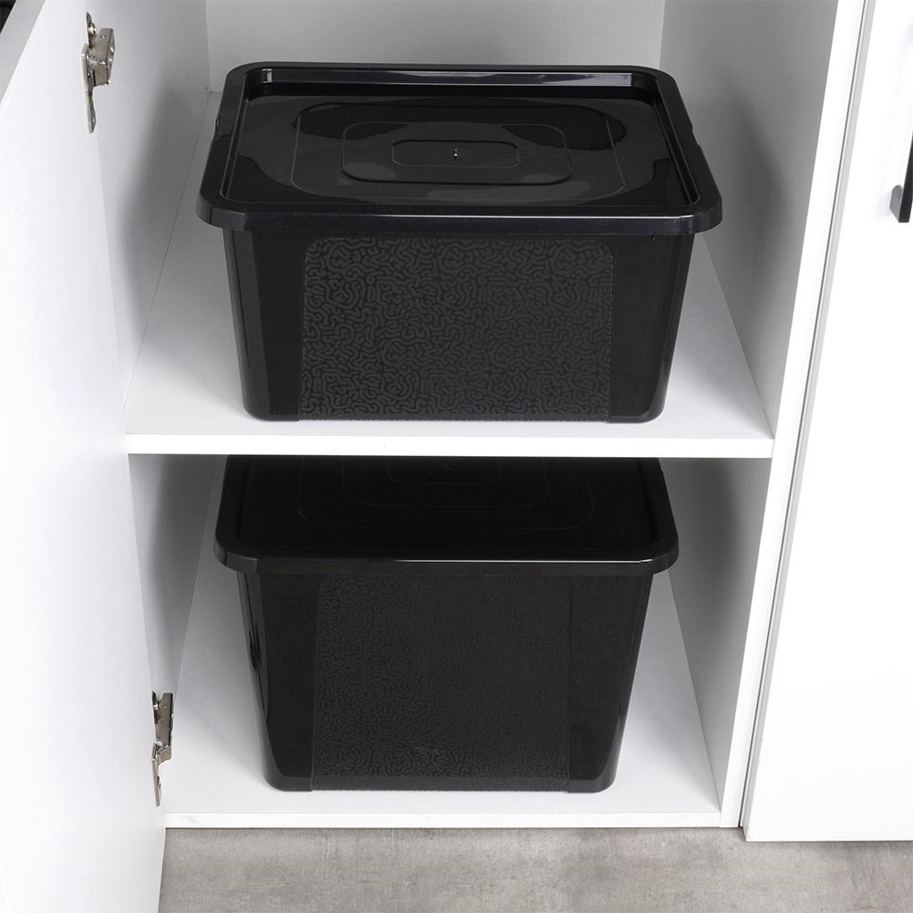 Black Storage Box with Lid - Durable Plastic, Organize Everything