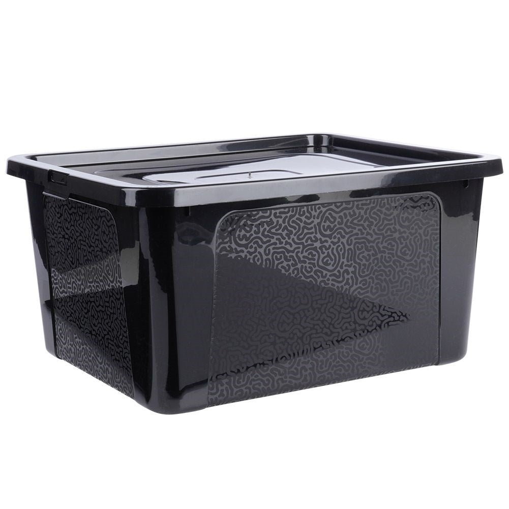 Black Storage Box with Lid - Durable Plastic, Organize Everything