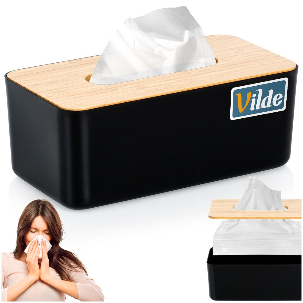 Black Tissue Box Holder, 24x13x9.5 cm