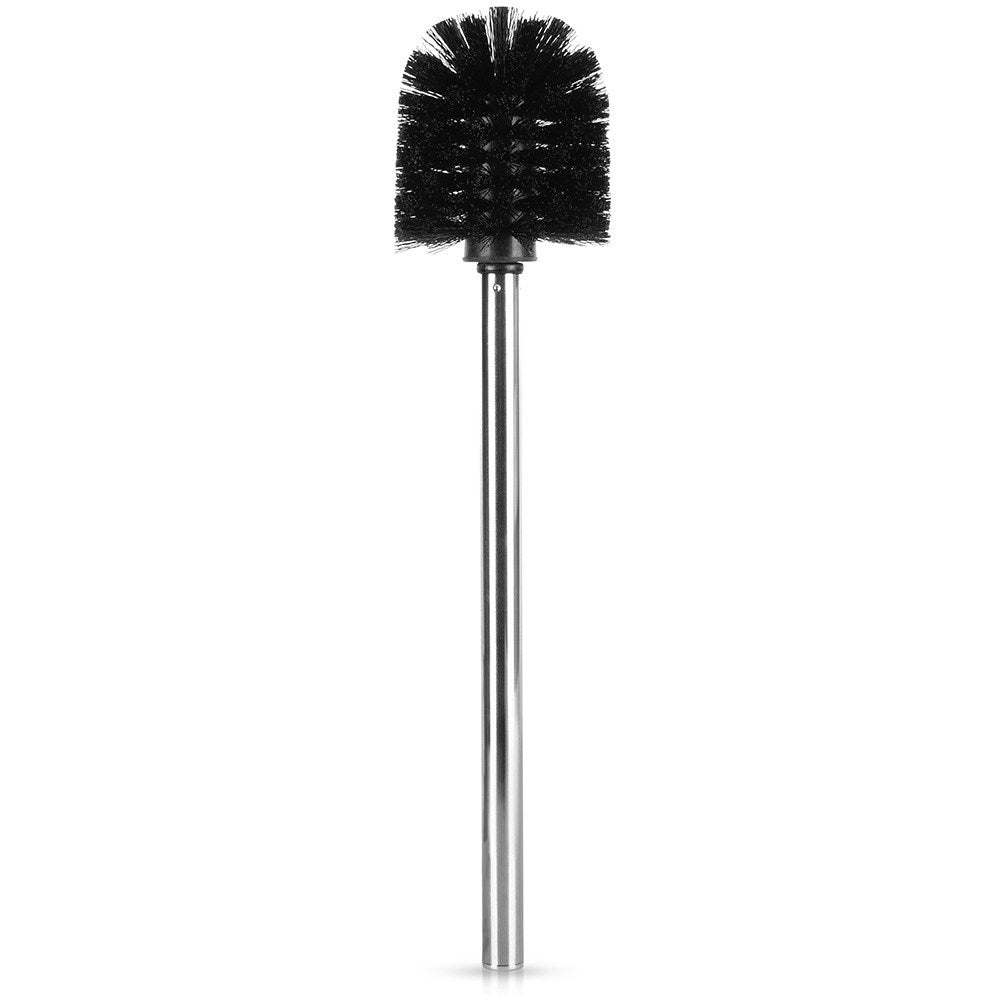 Black Toilet Brush with Silver Handle in Durable Steel