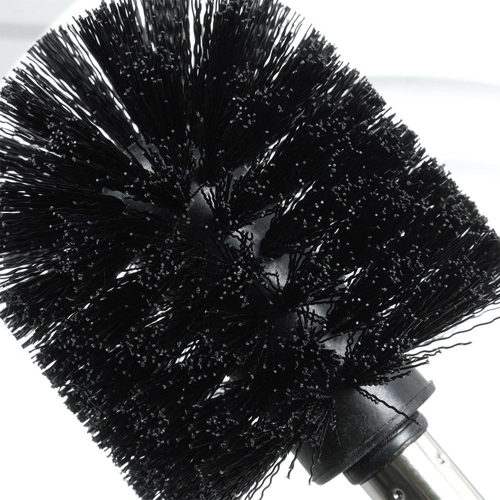 Black Toilet Brush with Silver Handle in Durable Steel