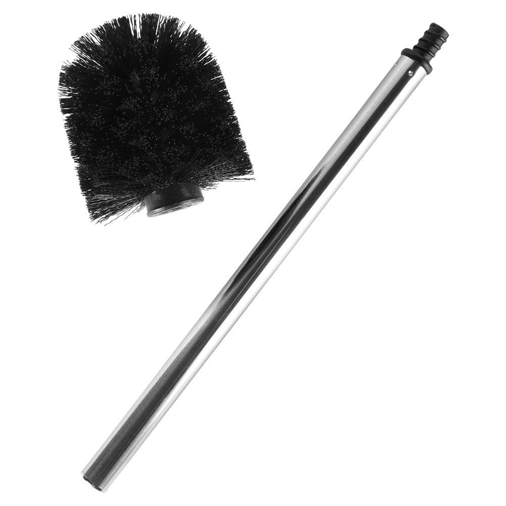 Black Toilet Brush with Silver Handle in Durable Steel