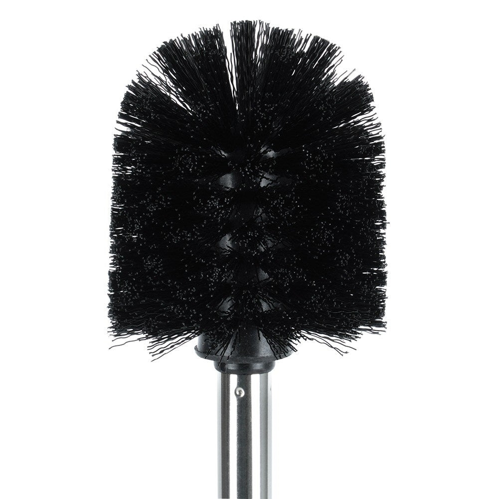 Black Toilet Brush with Silver Handle in Durable Steel