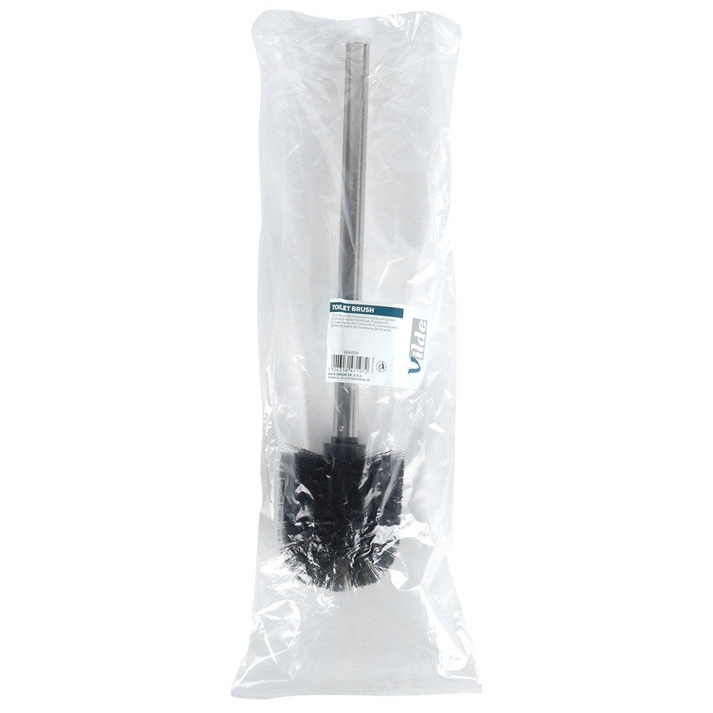 Black Toilet Brush with Silver Handle in Durable Steel
