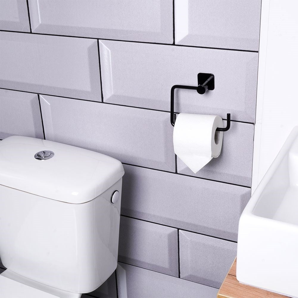 Black Toilet Roll Holder in Steel - Stylish Design