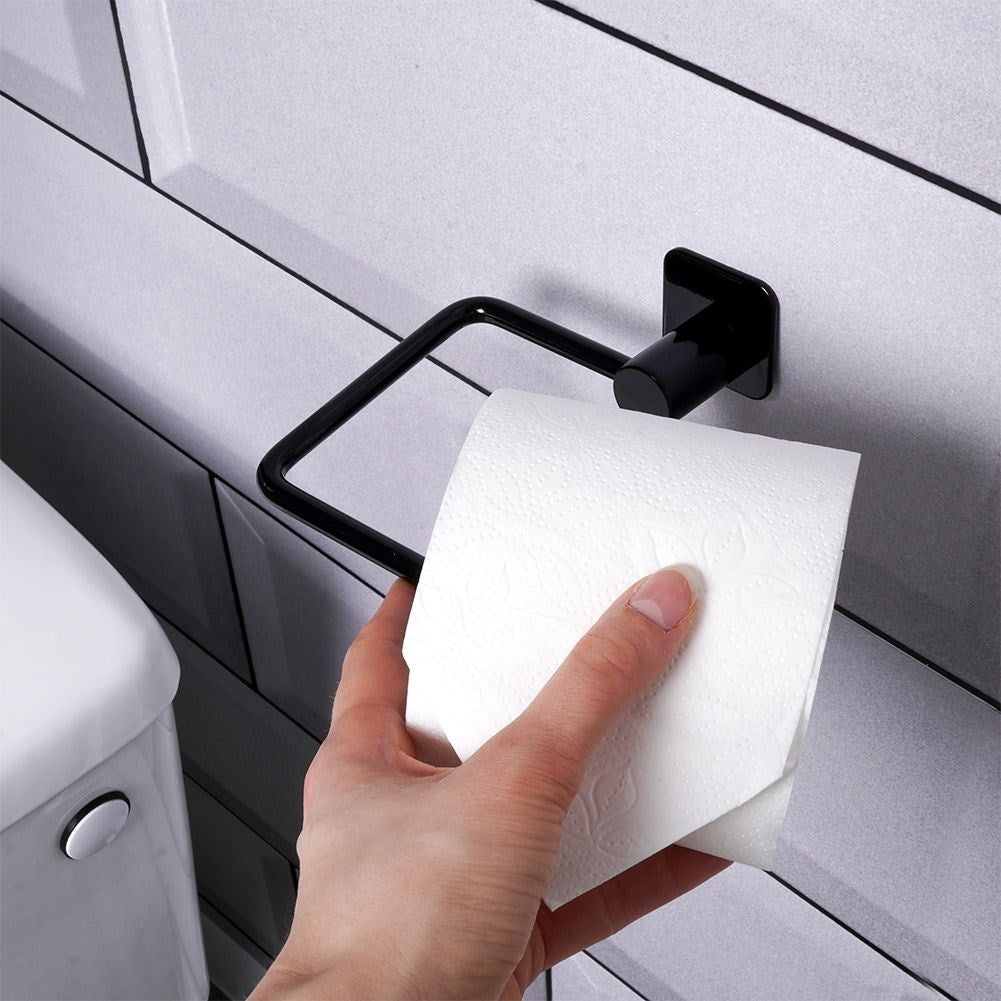 Black Toilet Roll Holder in Steel - Stylish Design
