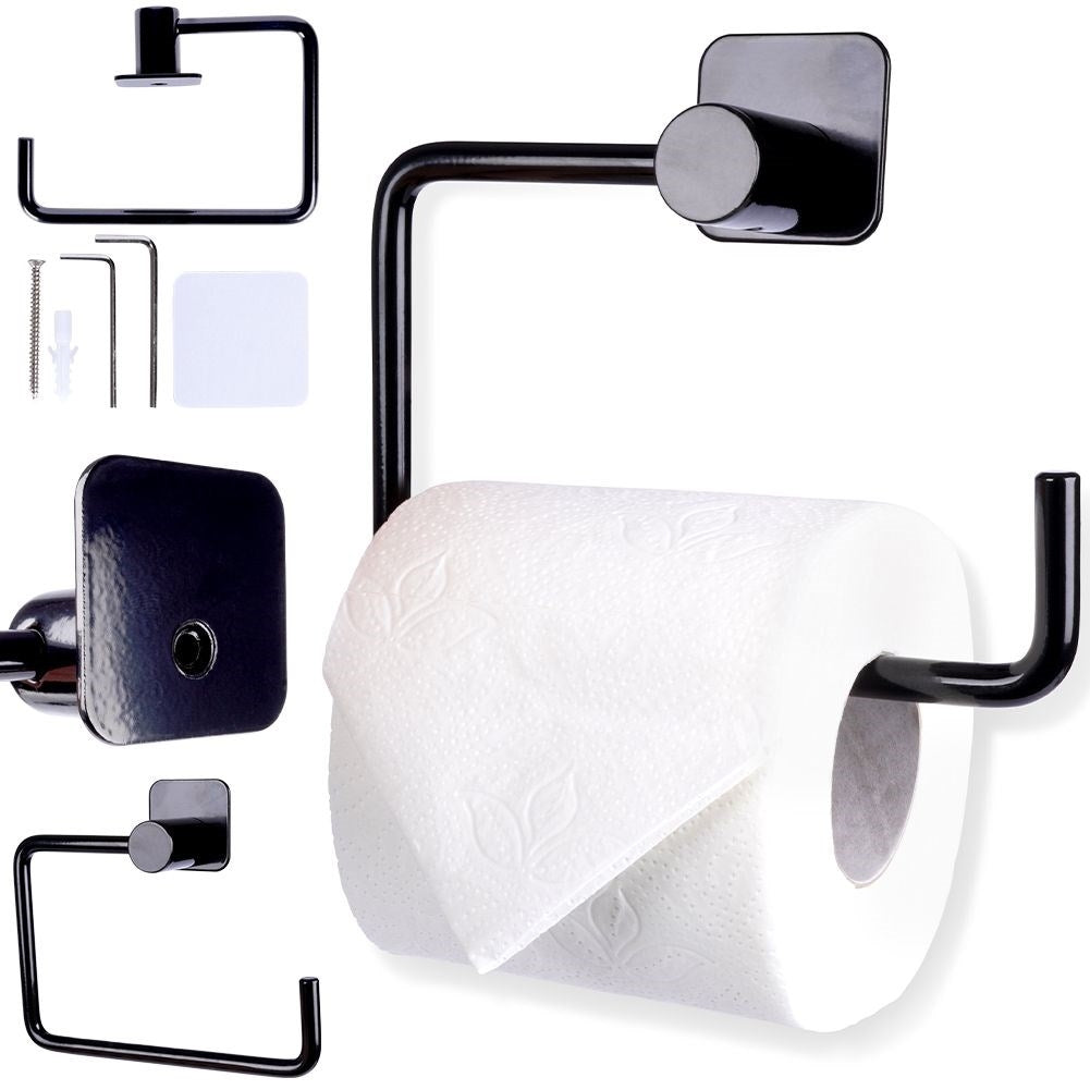 Black Toilet Roll Holder in Steel - Stylish Design