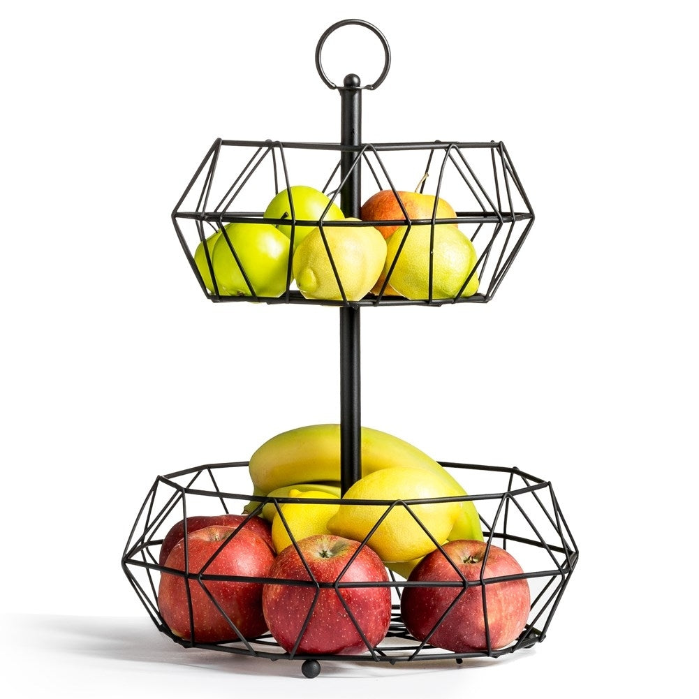 Black Two-tiered LOFT-style fruit basket