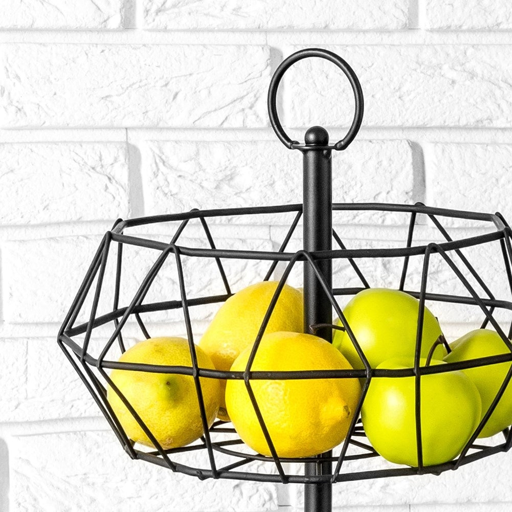 Black Two-tiered LOFT-style fruit basket