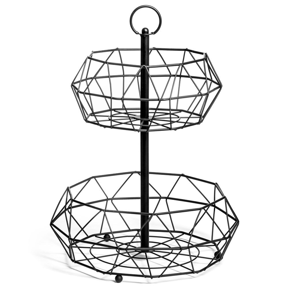 Black Two-tiered LOFT-style fruit basket