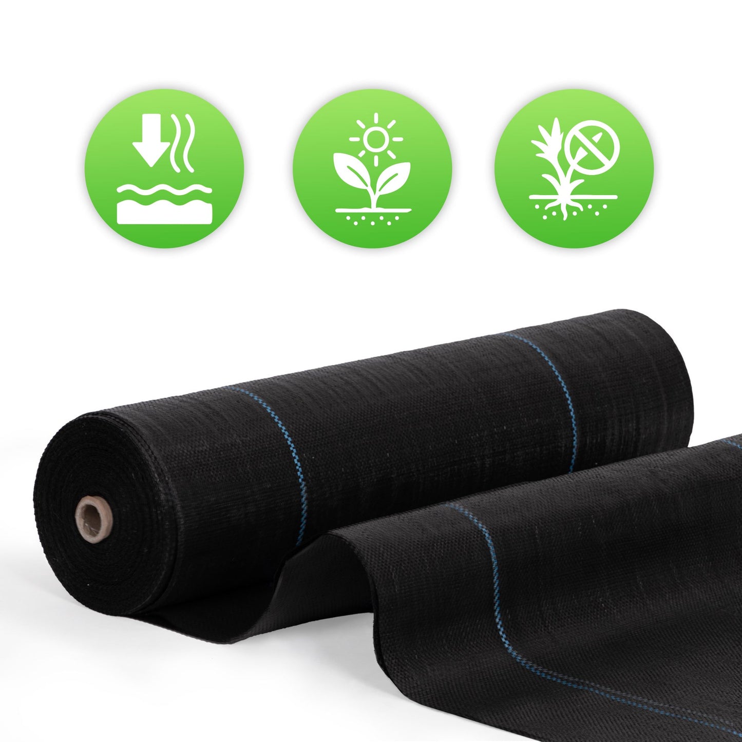 Black UV-Resistant Weed Control Fabric 1.6x50m with Pins
