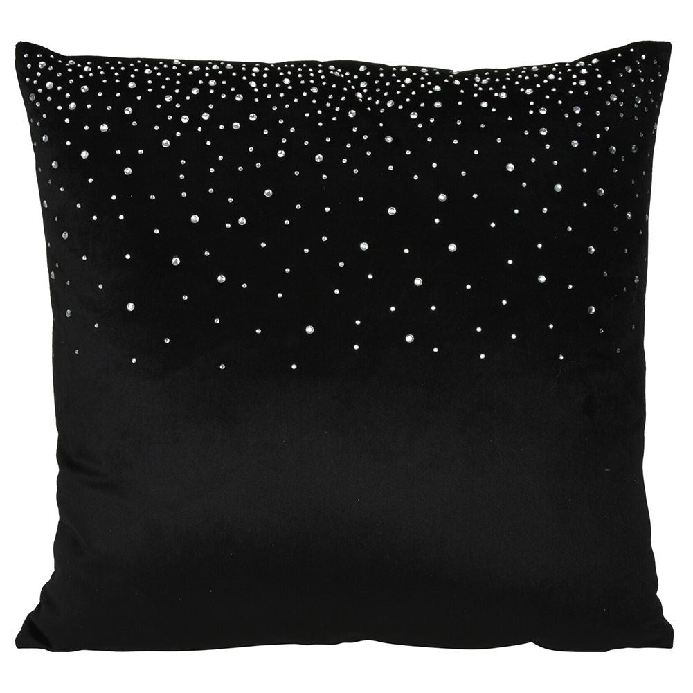 Black Velvet Cushion with Silver Diamonds - Luxurious Interior