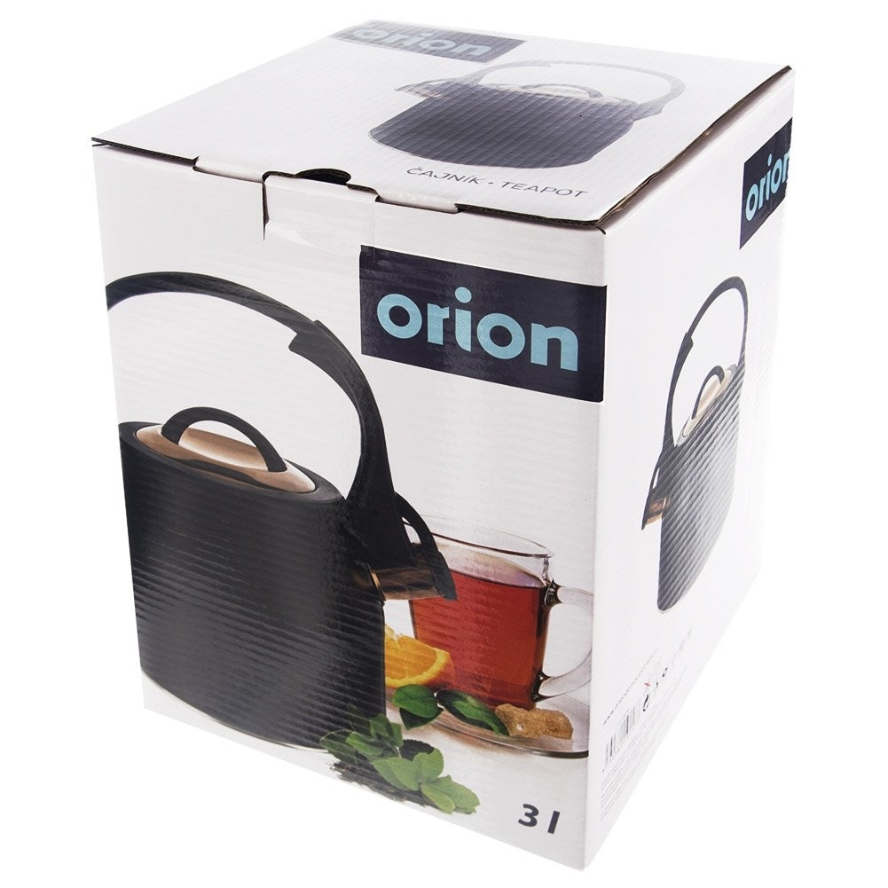 Black Whistling Kettle in Stainless Steel for Induction Hobs