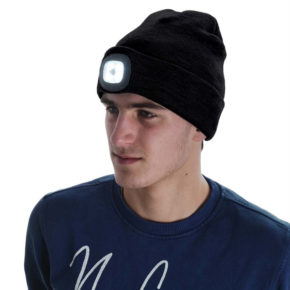 Black Winter hat with LED lamp