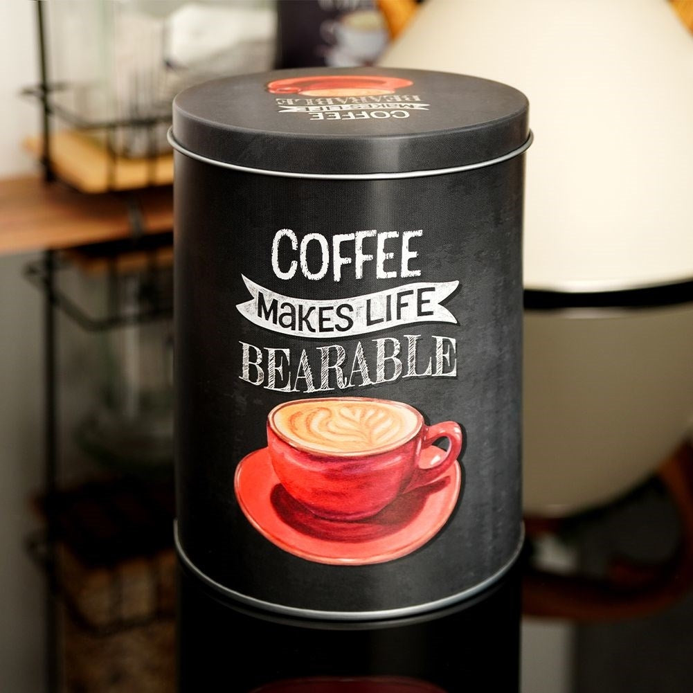 Black aluminum can with graphics - Perfect for coffee!