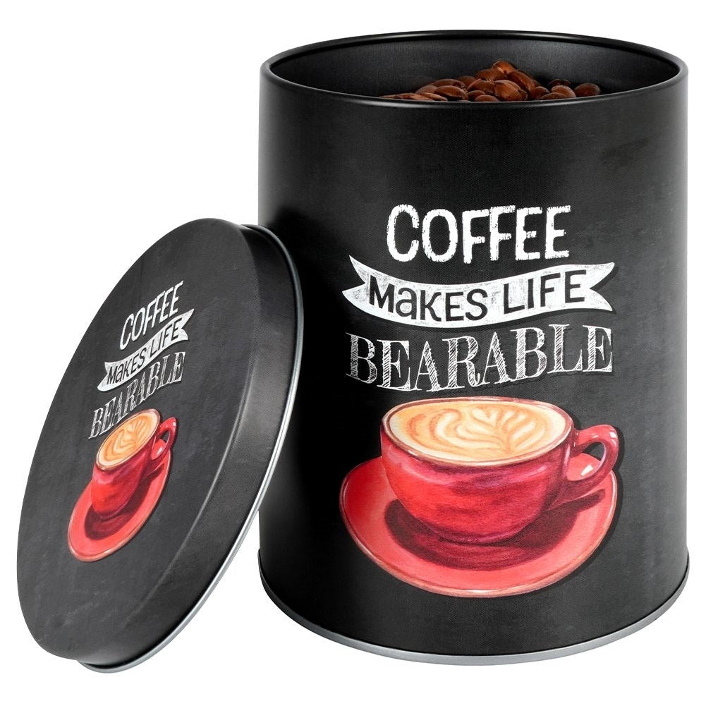 Black aluminum can with graphics - Perfect for coffee!