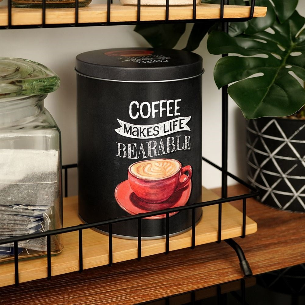 Black aluminum can with graphics - Perfect for coffee!