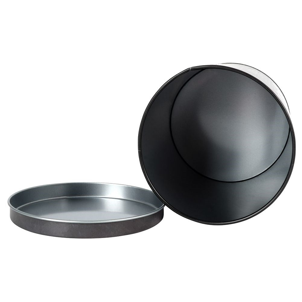 Black aluminum container with graphic pattern for coffee