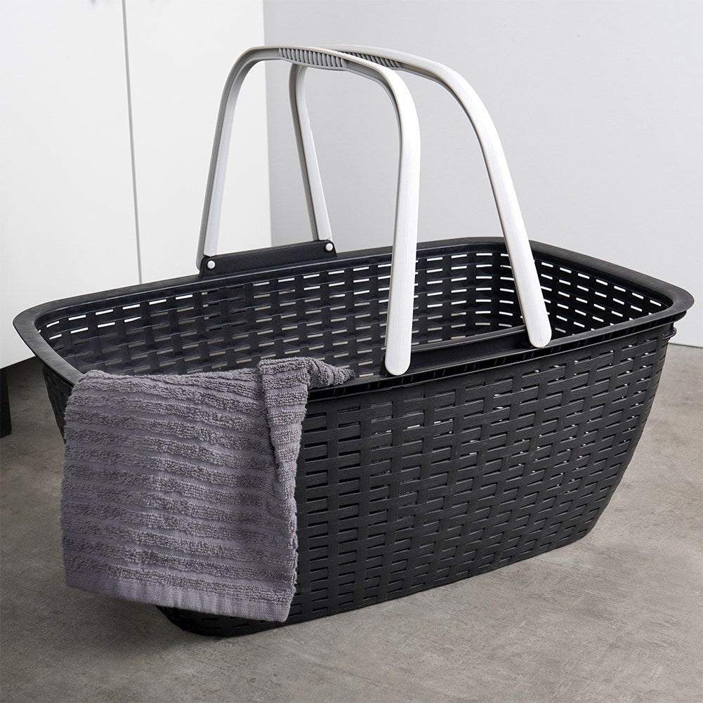 Black and durable laundry basket for easy transport