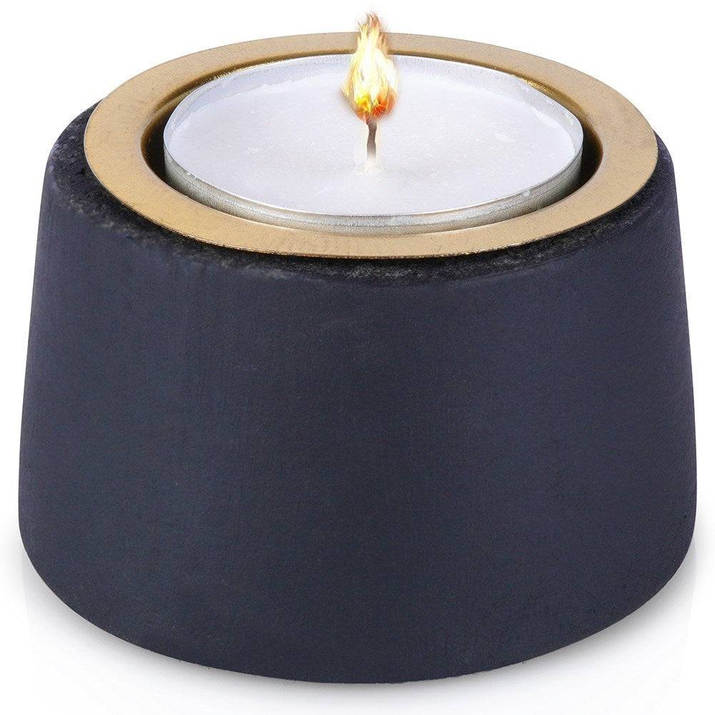 Black and gold candle holder in wood and metal for tealight
