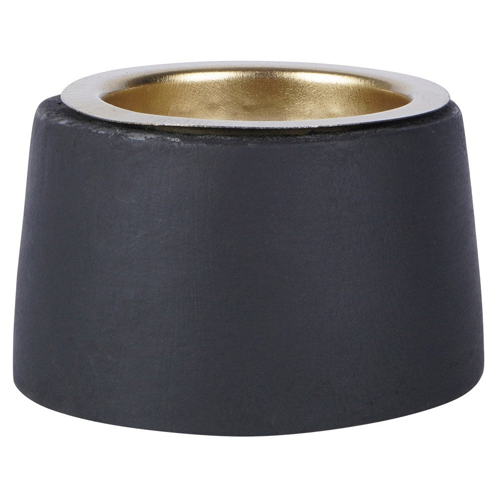 Black and gold candle holder in wood and metal for tealight