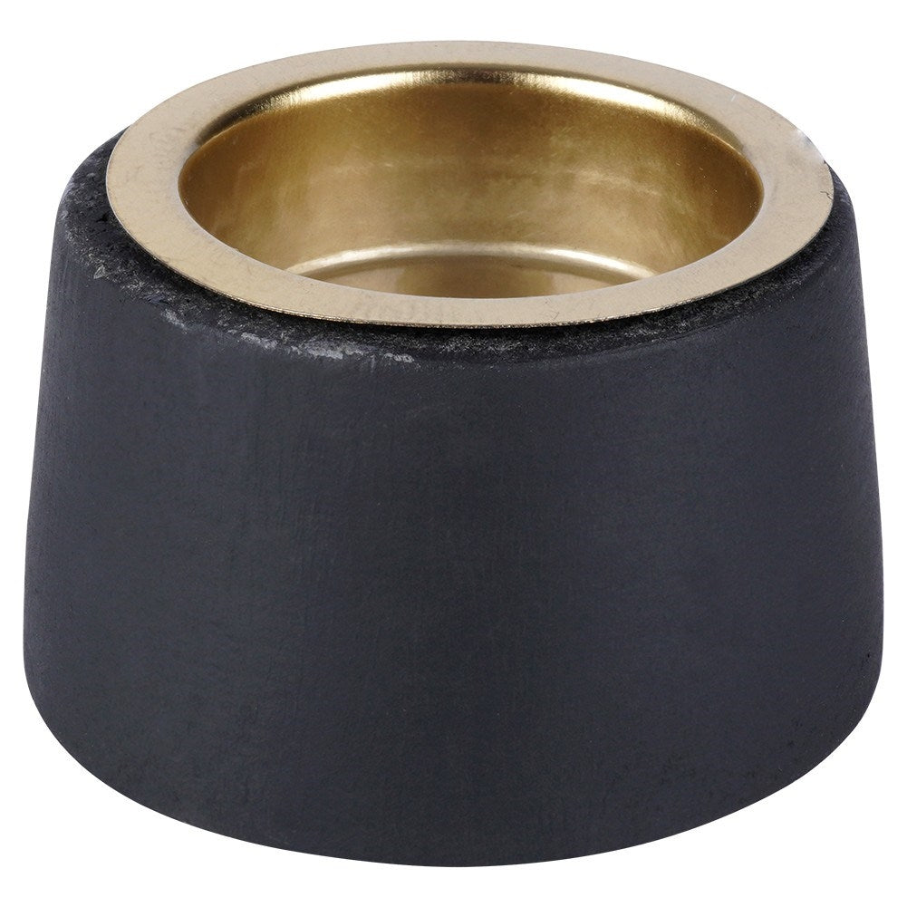 Black and gold candle holder in wood and metal for tealight