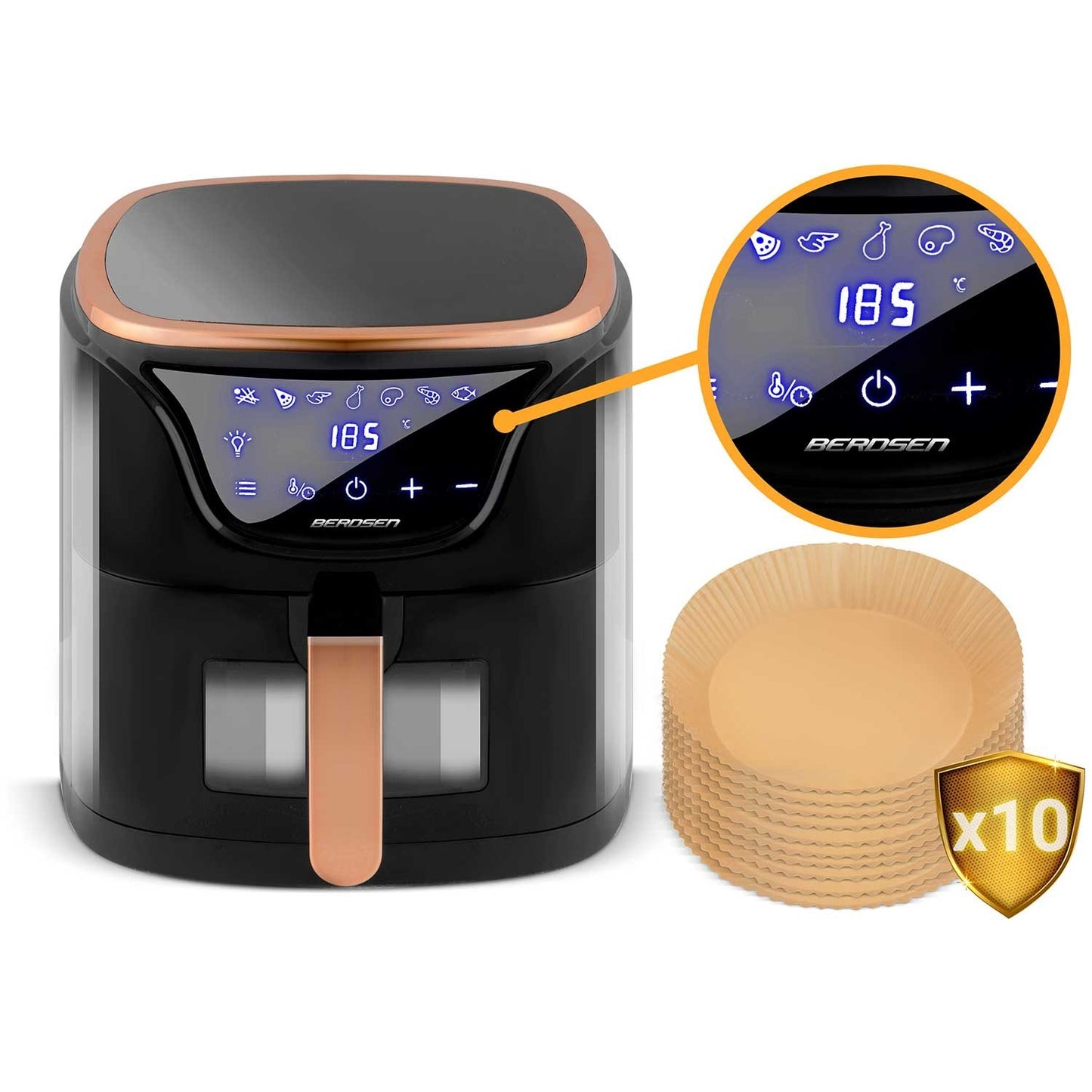 Black and gold fat-free fryer BD-652