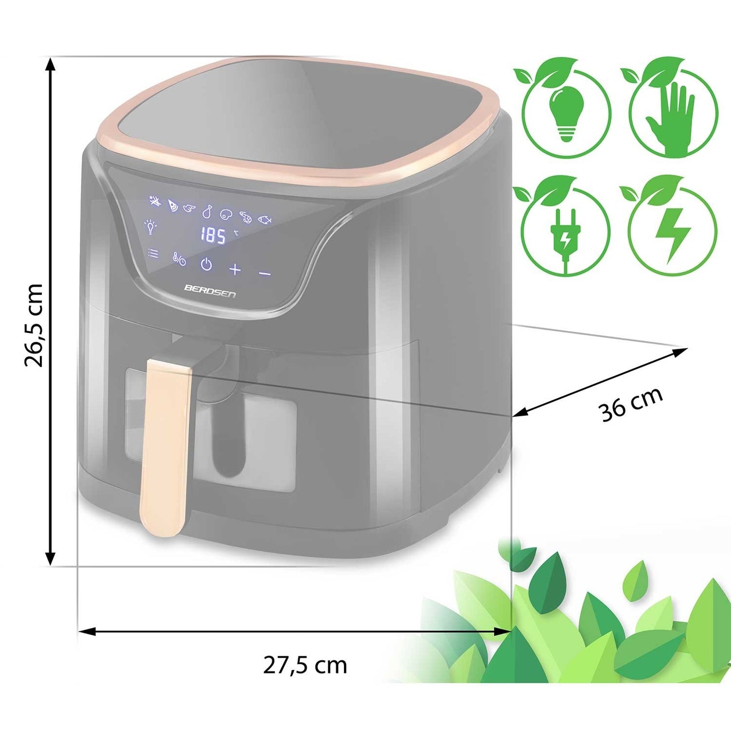 Black and gold fat-free fryer BD-652