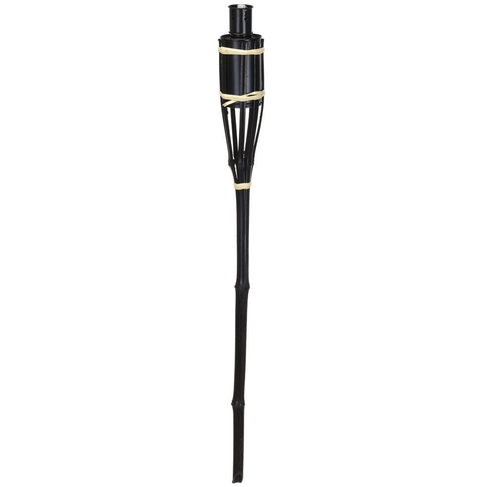 Black bamboo garden torch with kerosene flame