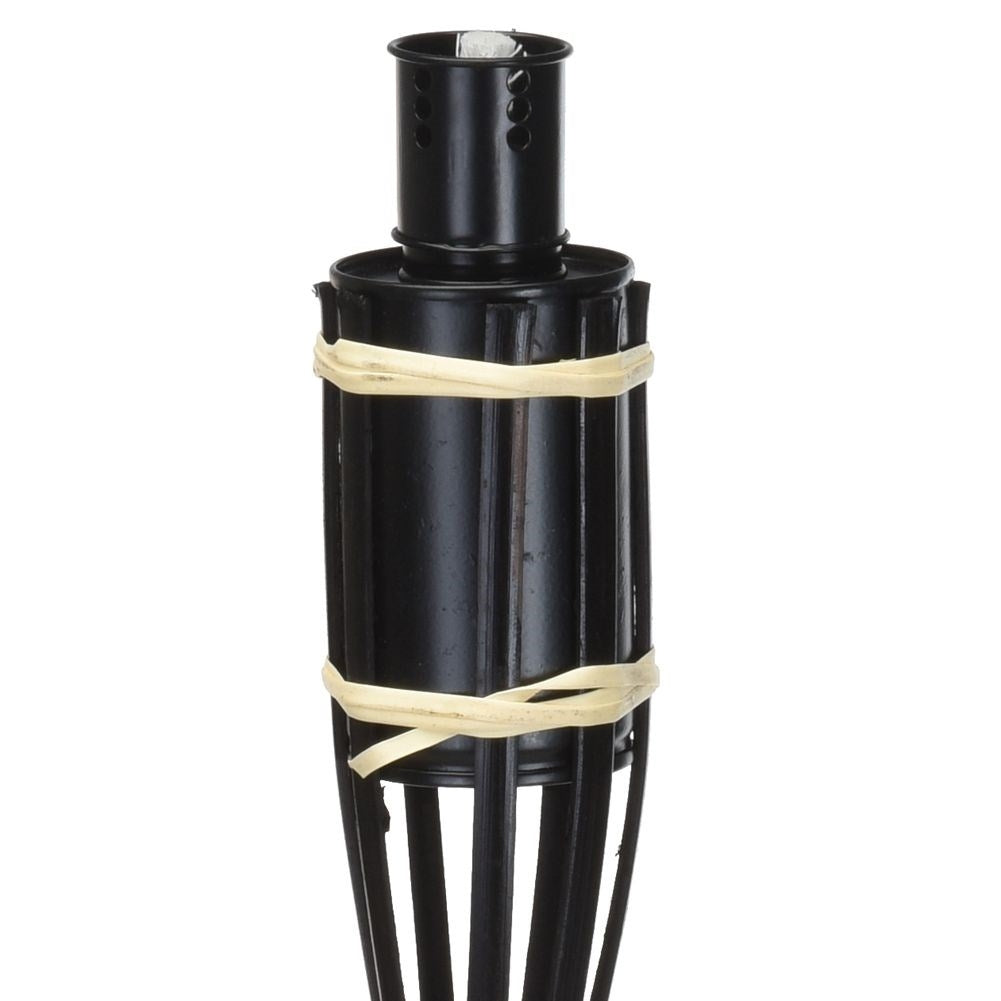 Black bamboo garden torch with kerosene flame