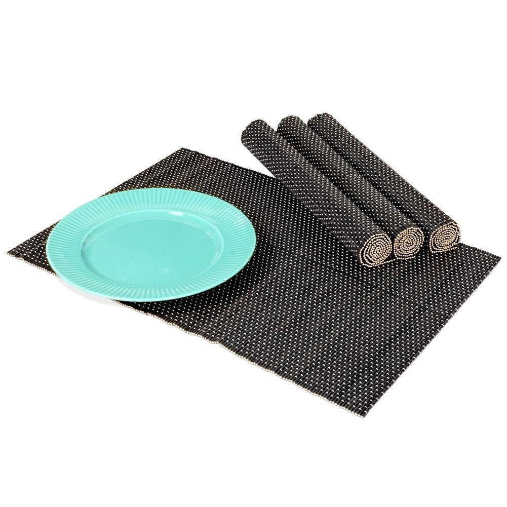 Black bamboo placemats - set of 4 rectangular