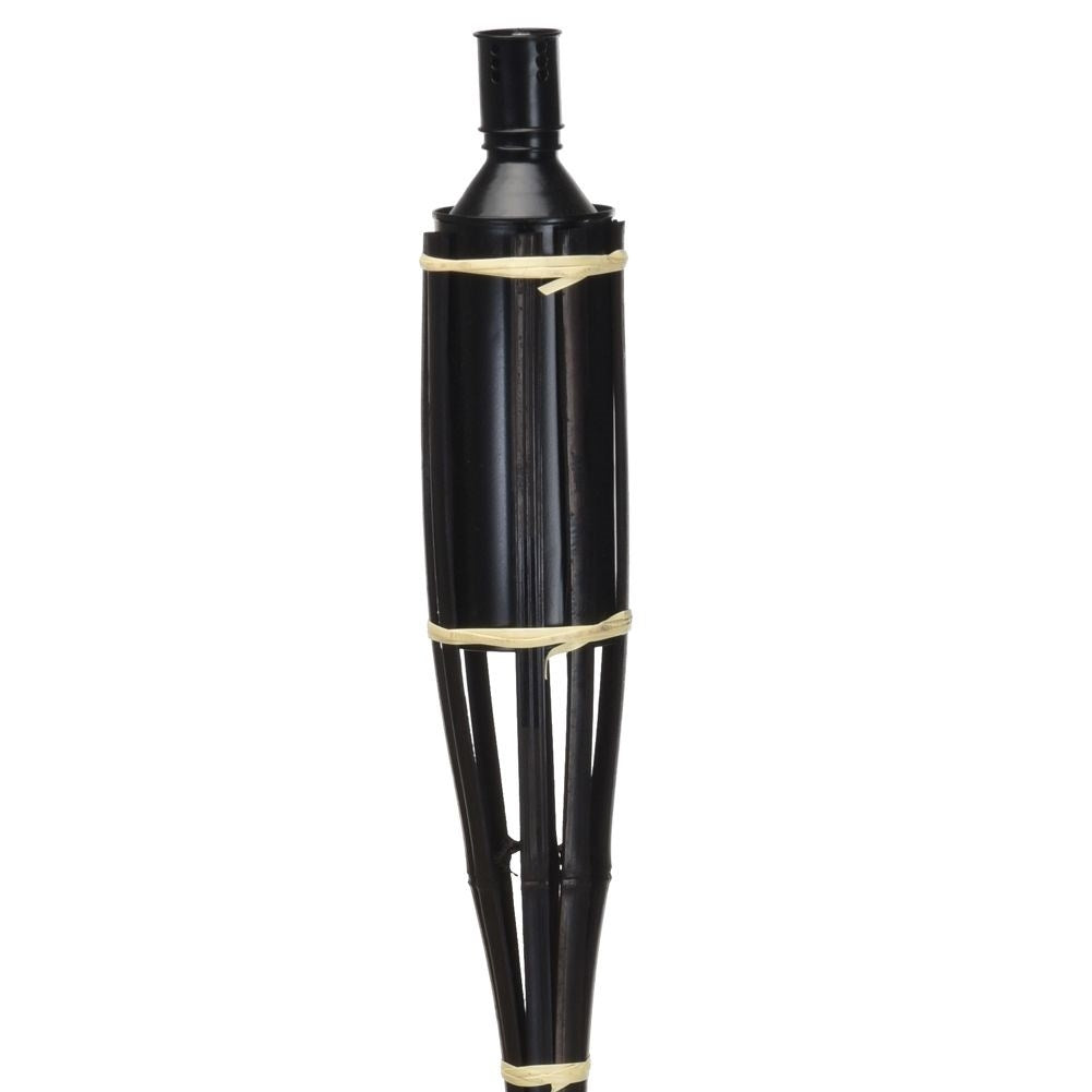 Black bamboo torch with kerosene for garden, unique atmosphere