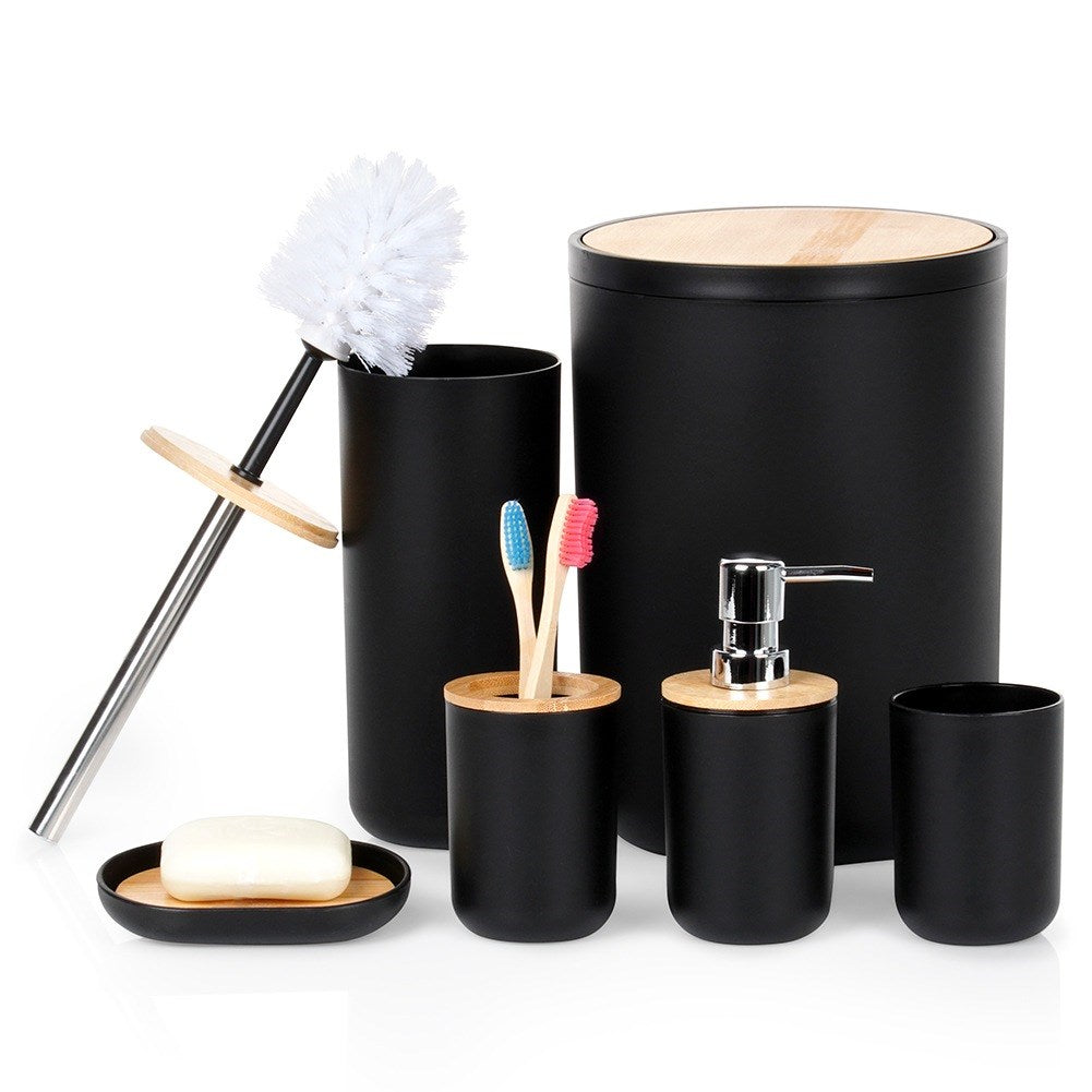 Black bathroom set, 6 pieces
