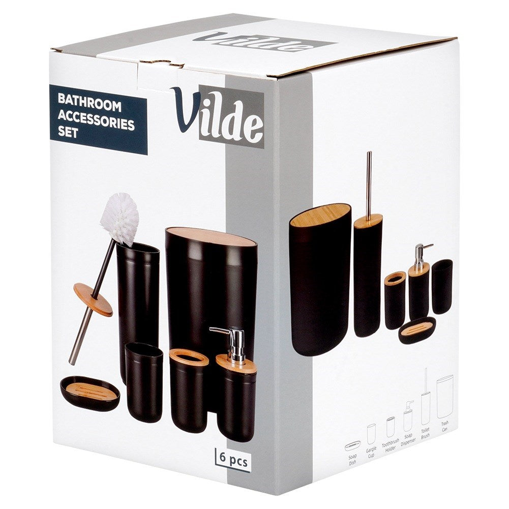 Black bathroom set, 6 pieces