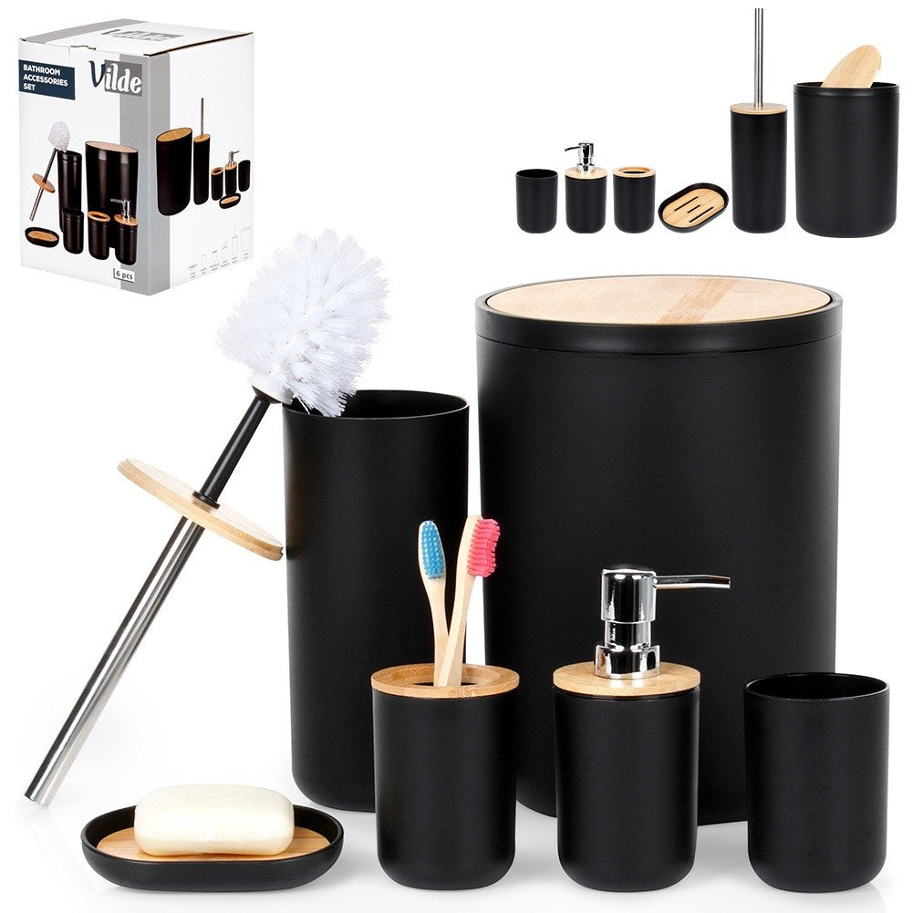 Black bathroom set, 6 pieces