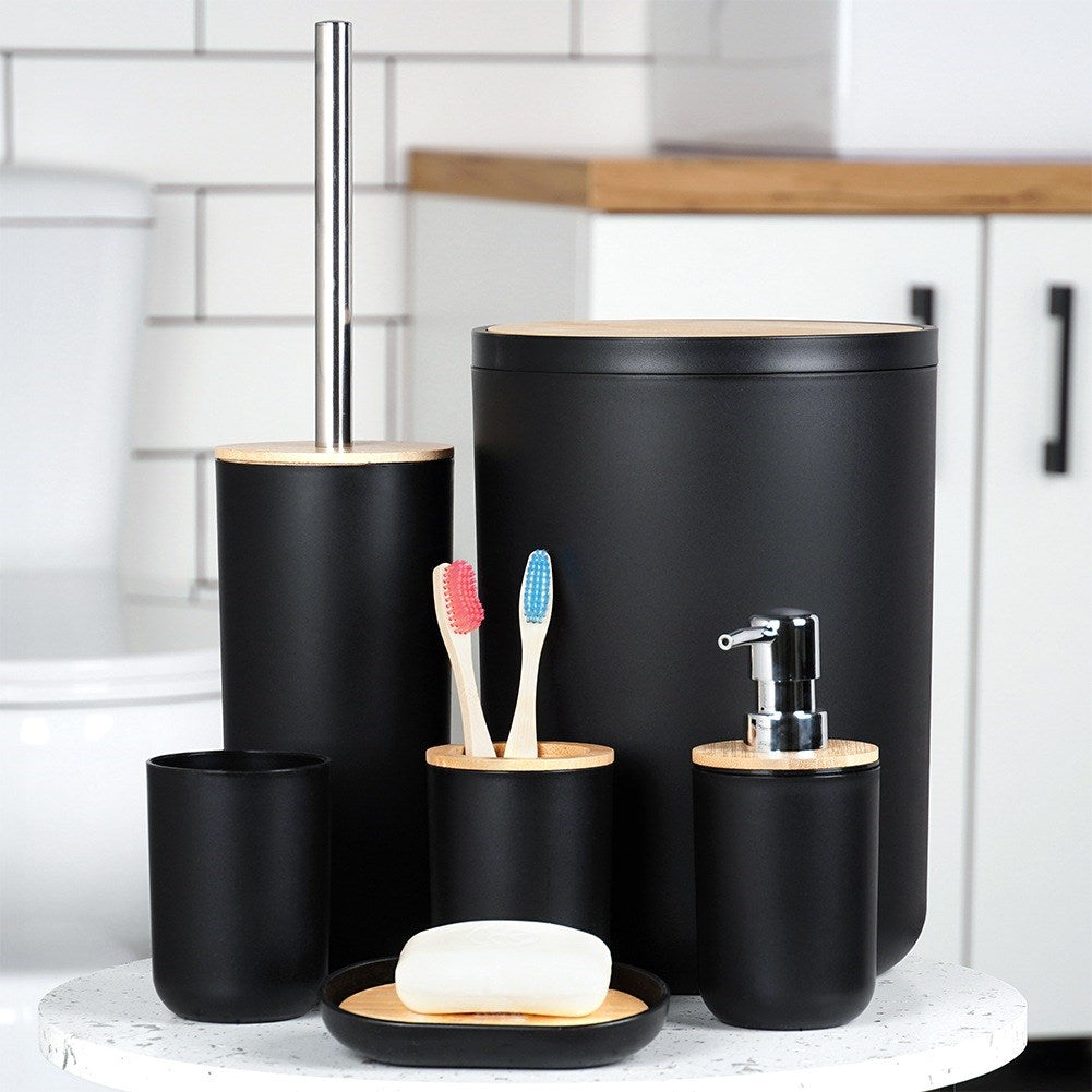 Black bathroom set, 6 pieces