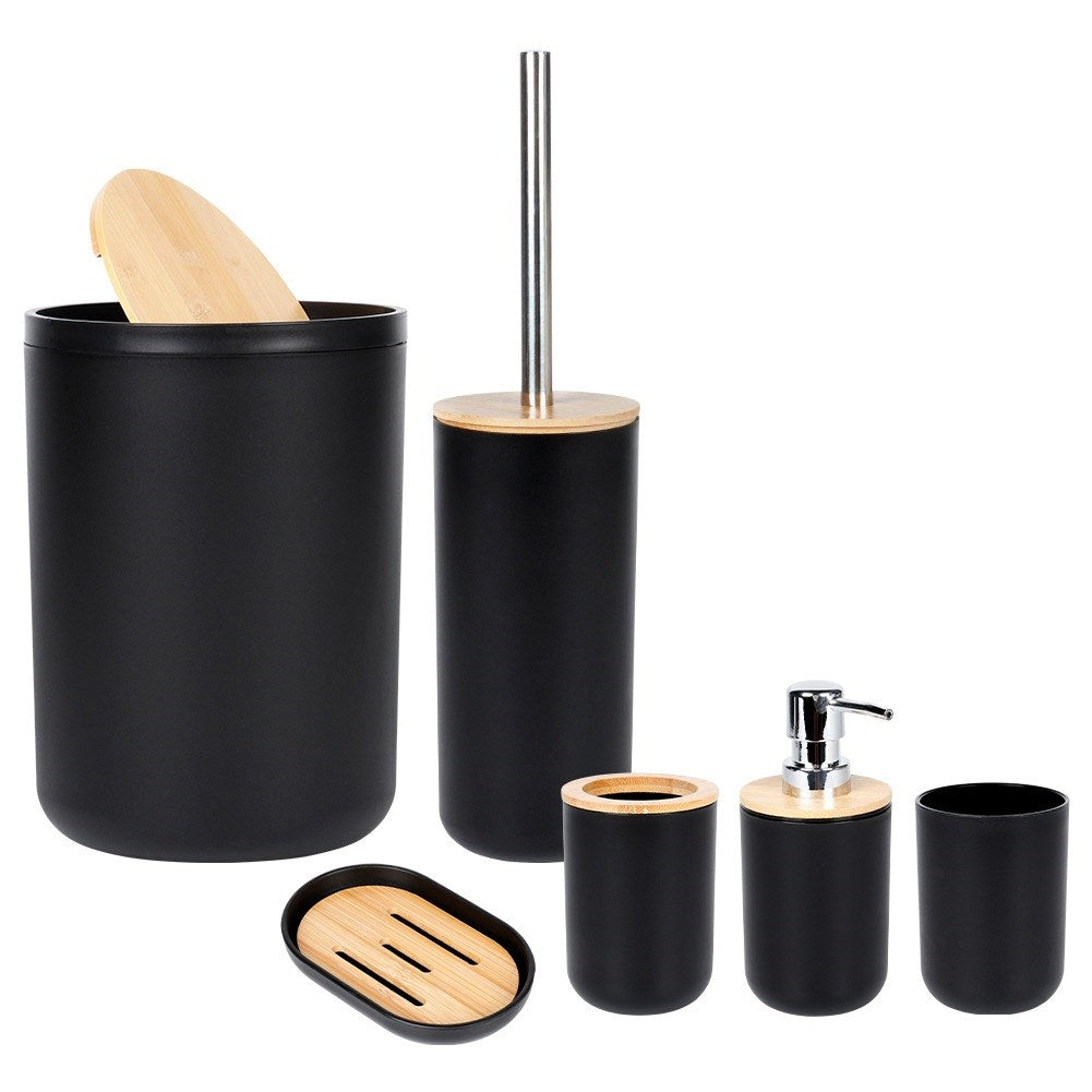 Black bathroom set, 6 pieces