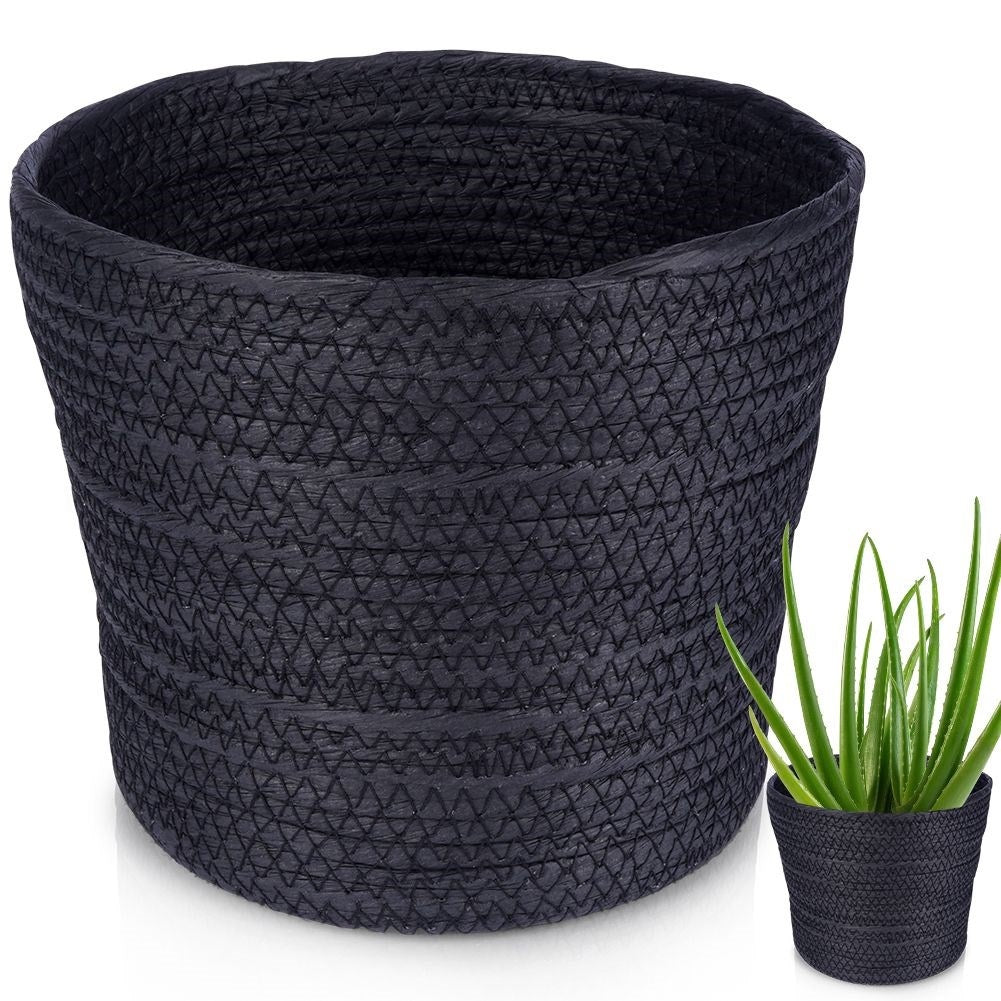 Black bin - Boho style, pot or storage