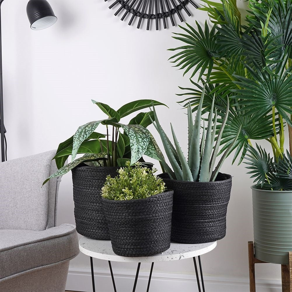Black bin - Boho style, pot or storage